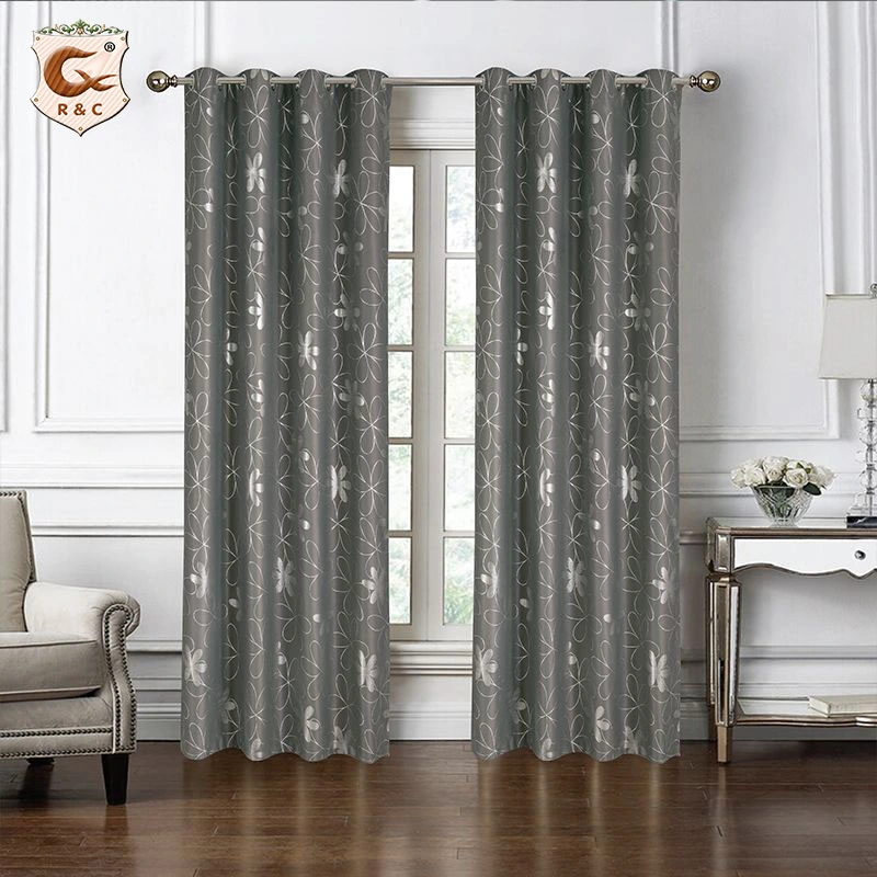 Hot Selling Printed Printing Curtain Jacquard Fabric with Printing 100% Polyester Flat Window PVC Bag Inside Grommet Modern Rope