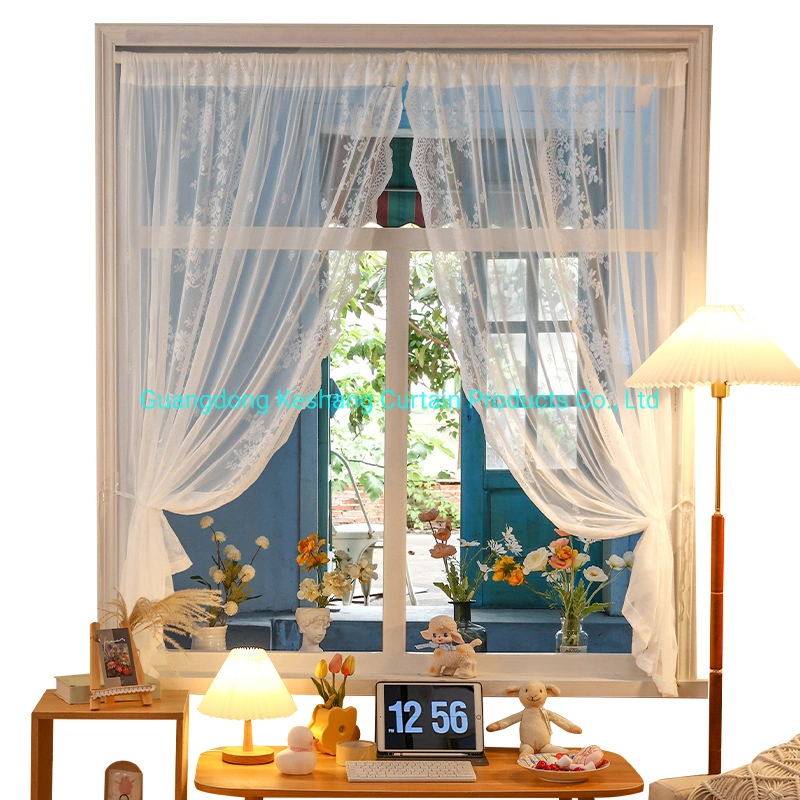 Manufacturer Supplier Wholesale Hot Sell 100% Polyester Lovely Romantic Various Design Fashion Lace Sheer Look Sheer Curtain Fabric Curtains for The Living Room