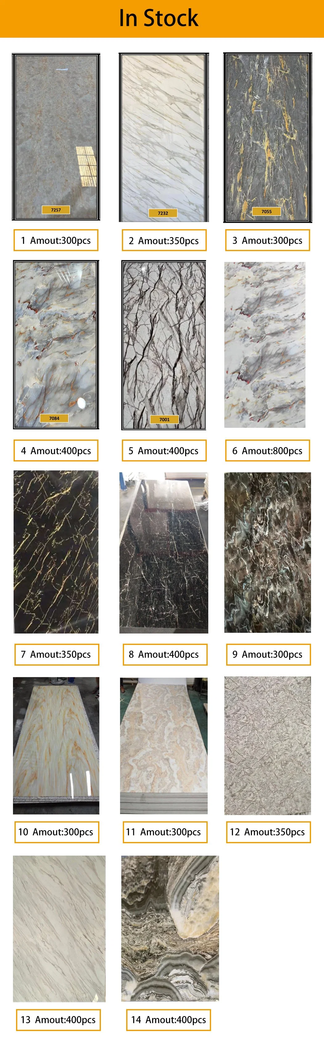 Factory Direct Sale Inventory 1220*2900*3mm PVC UV Marble Sheet