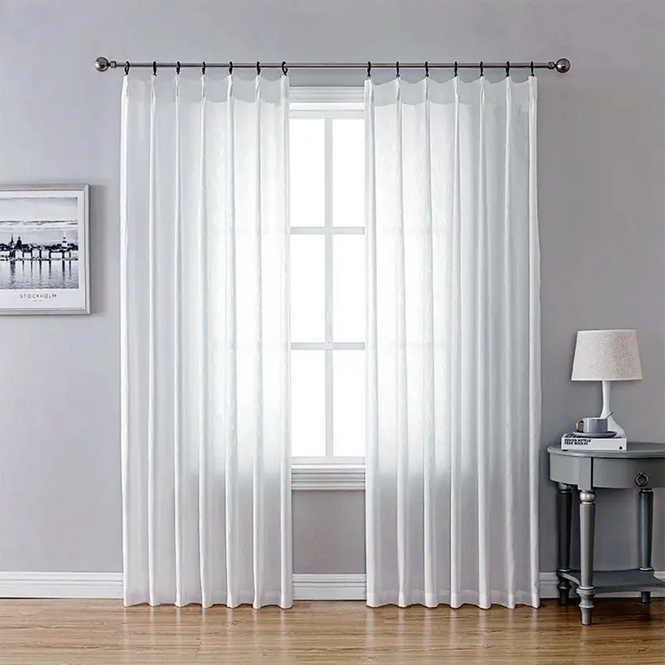 Modern Simple Ripple Fold Sheer Drape Curtain for Hotel Livingroom Bedroom Offices