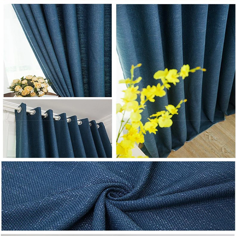 Living Room Study Balcony Hotel Engineering Solid Color Plain Cross Bamboo Knot Linen Cotton Coarse Linen Semi Shading Curtain Cloth