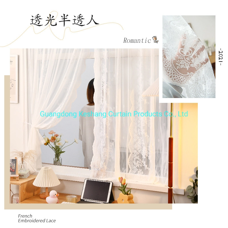 Manufacturer Supplier Wholesale Hot Sell 100% Polyester Lovely Romantic Various Design Fashion Lace Sheer Look Sheer Curtain Fabric Curtains for The Living Room