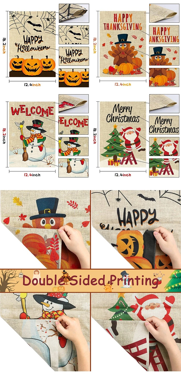 Outdoor Double-Sided Hanging Yard Decoration Home Banner Thanksgiving Garden Flag