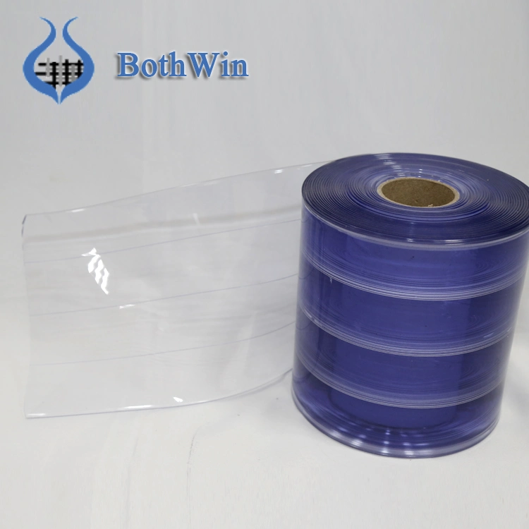 2mm Polar Grade Freezer Warehouse Clear Ribbed Transparent Blue PVC Strip Door Curtain for Cold Storage