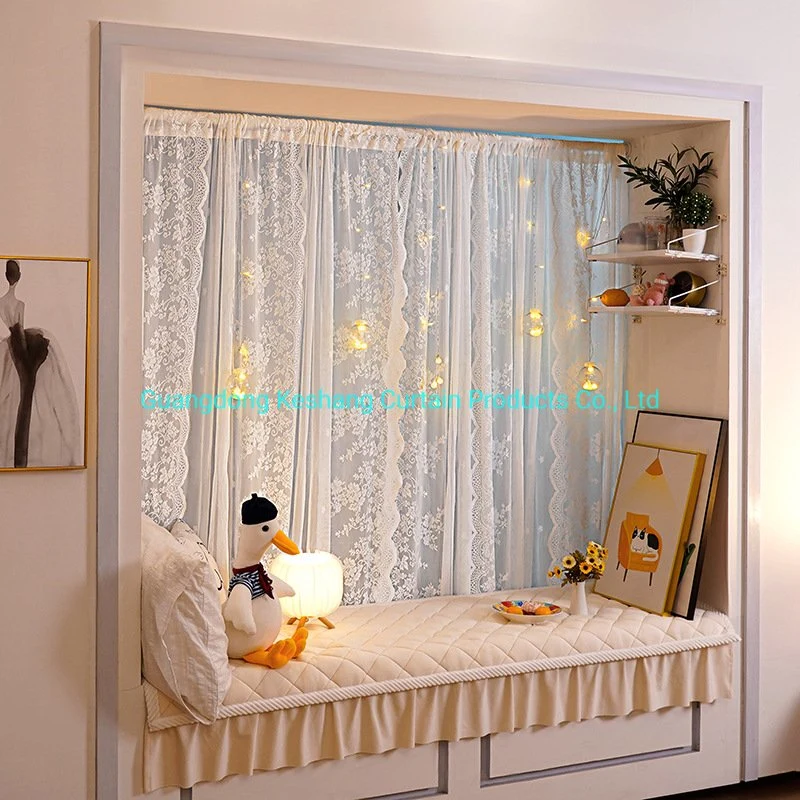 Manufacturer Supplier Wholesale Hot Sell 100% Polyester Lovely Romantic Various Design Fashion Lace Sheer Look Sheer Curtain Fabric Curtains for The Living Room