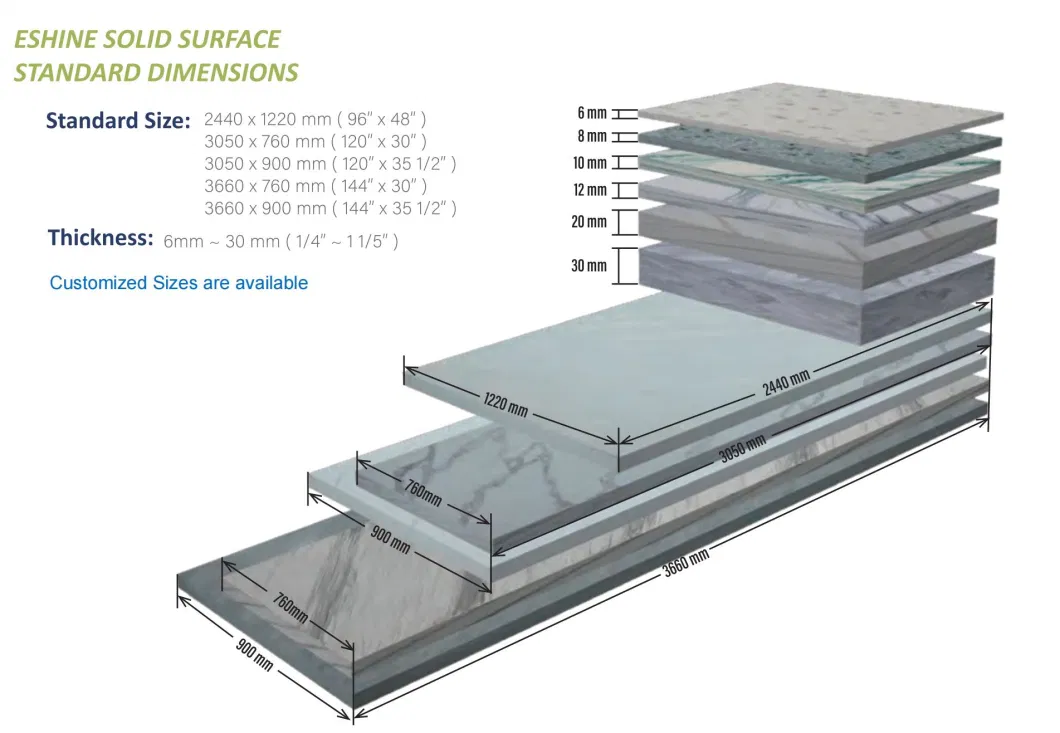 OEM Factory Custom Translucent Acrylic Solid Surface Sheet for Kitchen Island Top