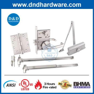  Cerniera per raccordi accessori conforme agli standard UL, conforme agli standard ANSI antincendio, per 3 ore Set di serrature con leva di chiusura in acciaio inox manopola di arresto interna Hardware per architettura della portiera esterna