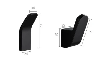 Adesivo in alluminio per bagno singolo gancio nero con SGS