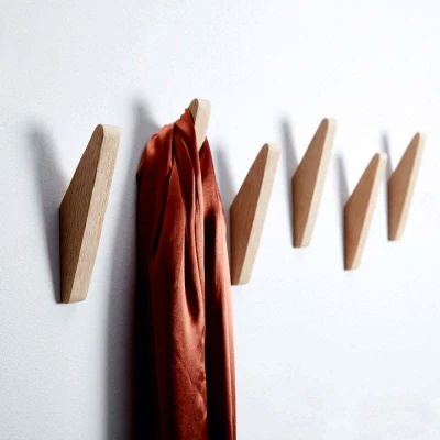  Piccolo abiti decorativi cute porta parete montaggio Hanger legno di camice Gancio a parete