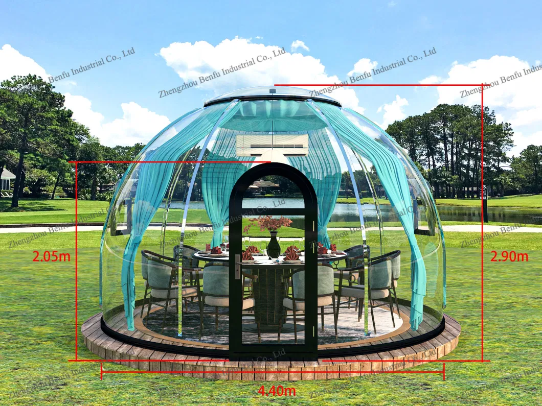 Indoor Area 23.74 Square Meters PVC PC Hotel Transparent Glamping Geodesic Dome Bubble Tent for Outdoor Dining