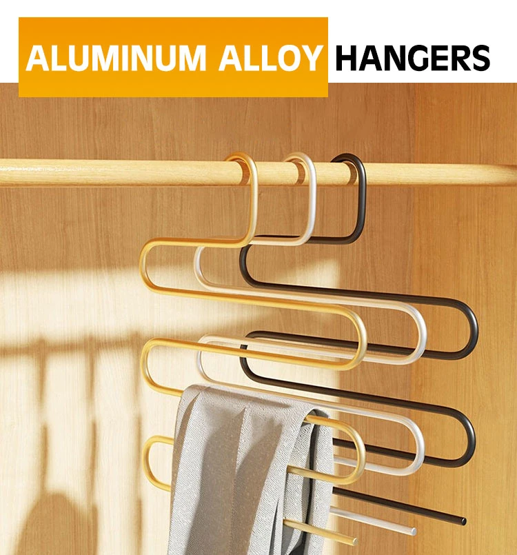 5 Layers Magic Pants Hanger Space Saving Hanger Magic Multi Layer Portable Folding Metal Pant Hanger for Closet Organization