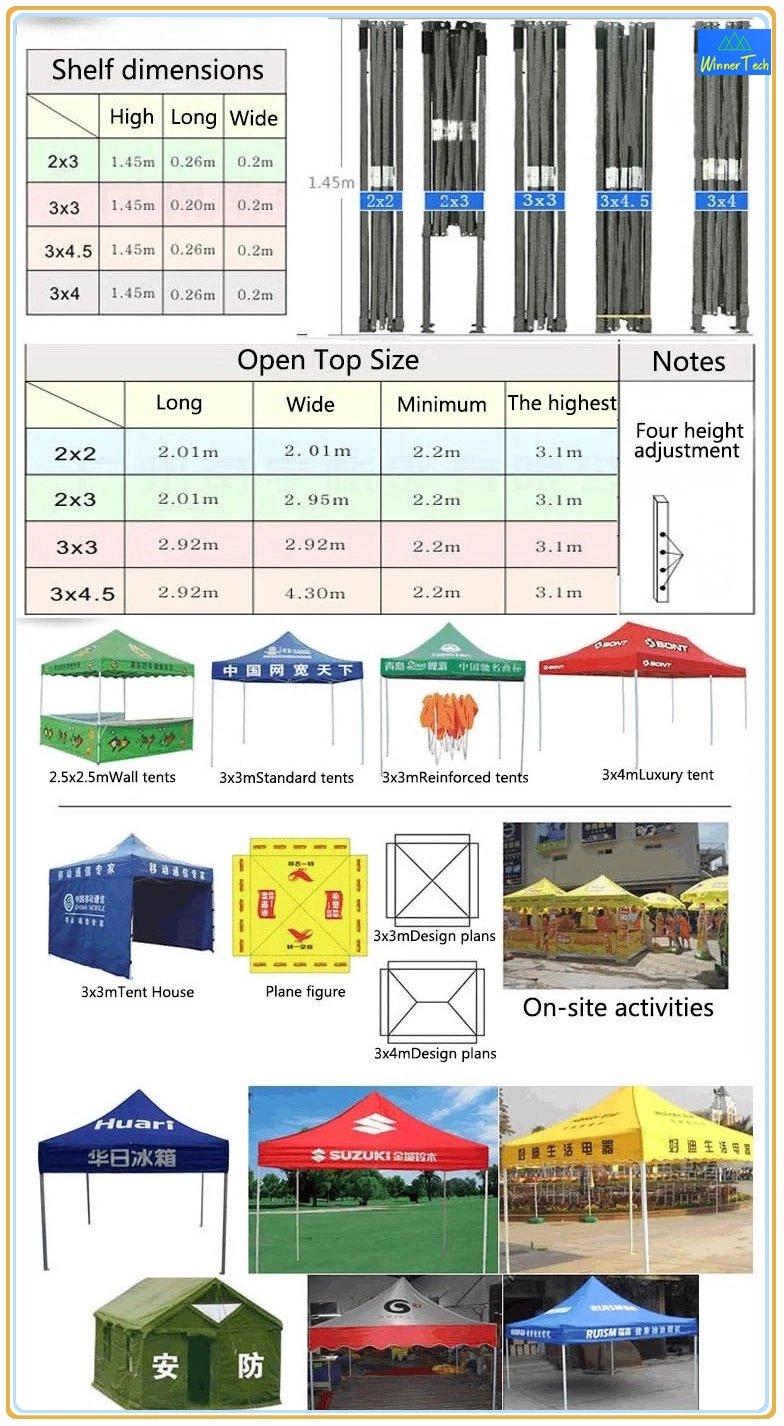 Folding Tents 3X3 Promotional Folding Custom Print Event Awning Pop up Tent Display Party Wedding Marquee Gazebo Canopy Trade Show Tents-W00002