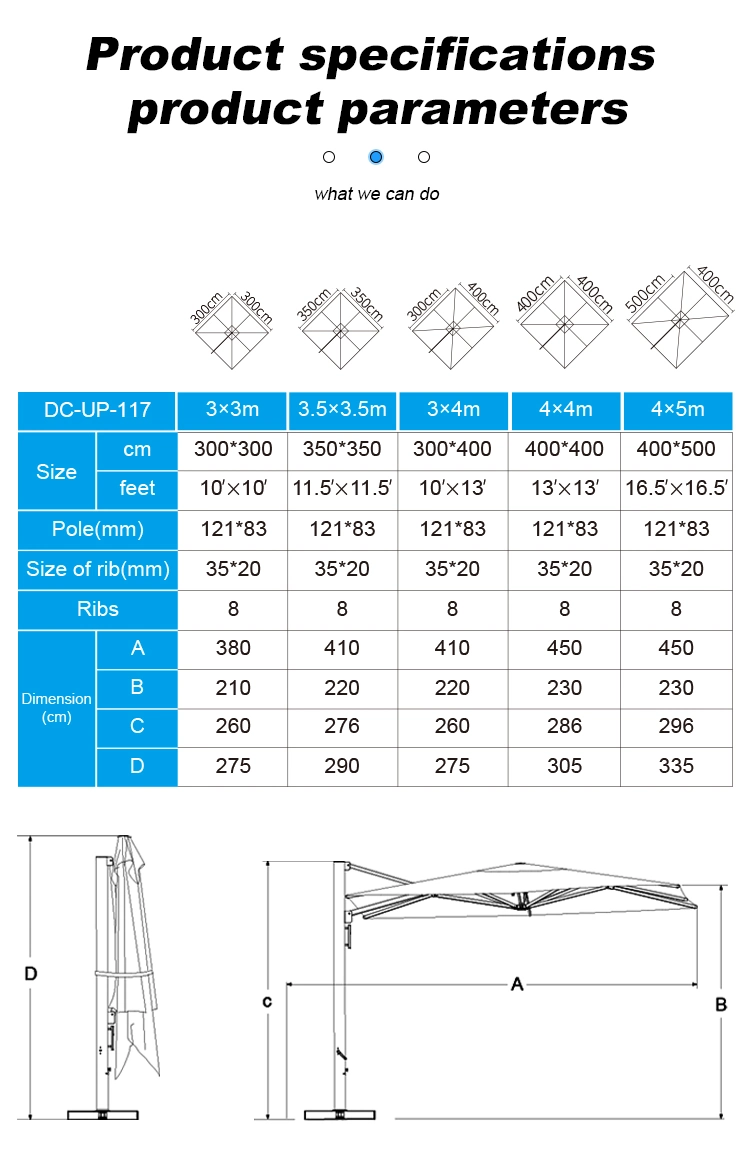 Aluminum Cantilever Parasols Umbrellas Custom Garden Sun Large Lightweight Patio Beach Outdoor Umbrella