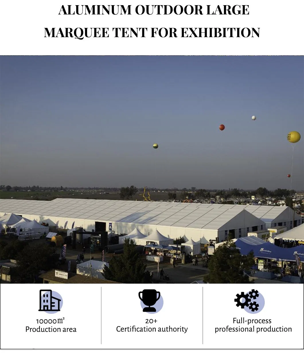 Custom Large Marquee 30m Span Aluminum Frame Outdoor Exhibition Event Tents with White PVC Material