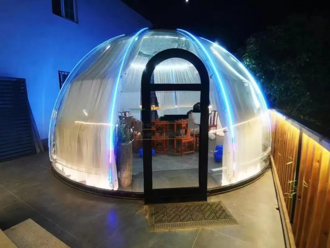 Indoor Area 23.74 Square Meters PVC PC Hotel Transparent Glamping Geodesic Dome Bubble Tent for Outdoor Dining