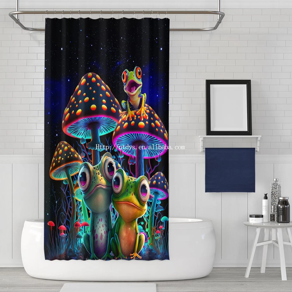 Mushroom 3D Printed Shower Curtain Modern Customized Plastic Shower Curtain