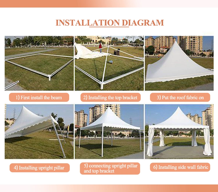 Litong High Tensile Strength Outdoor Waterproof PVC Cover Tarp Antil-UV Roof Top Mildew-Proof Pagoda Tent Canopy Tent for Party or Wedding