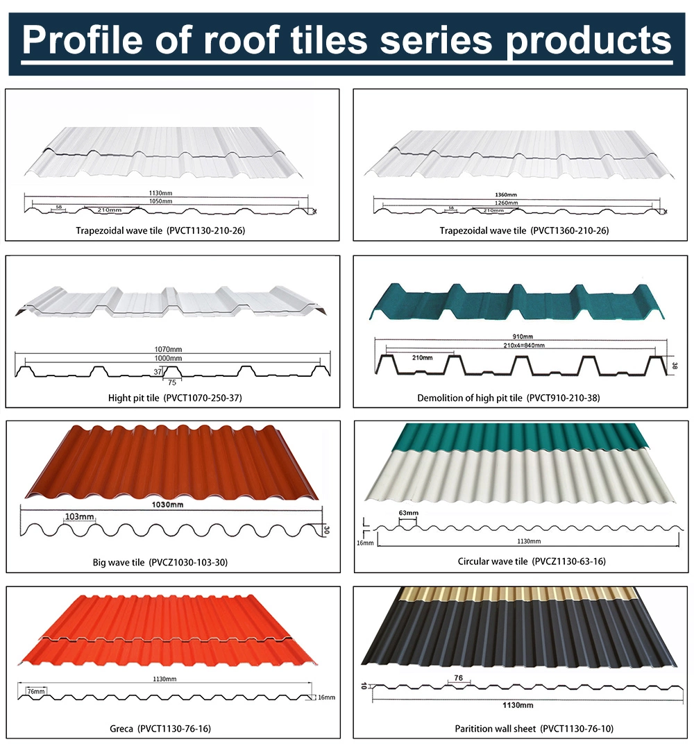 Goeate Waterproofing PVC Roof Tile Trapezoid/Curving Heat Proof Corrugated Plastic UPVC Roofing Sheet
