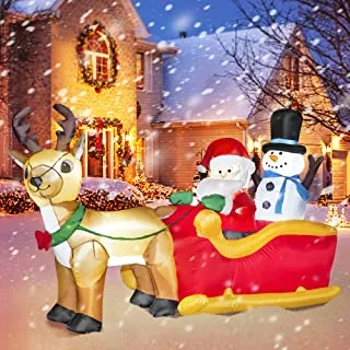 2023 Christmas Polar Bear Inflatable Decoration, Polar Bear with Penguin Inflatable with Build-in LEDs Blow up Inflatables for Christmas Party Outdoor, Yard, G