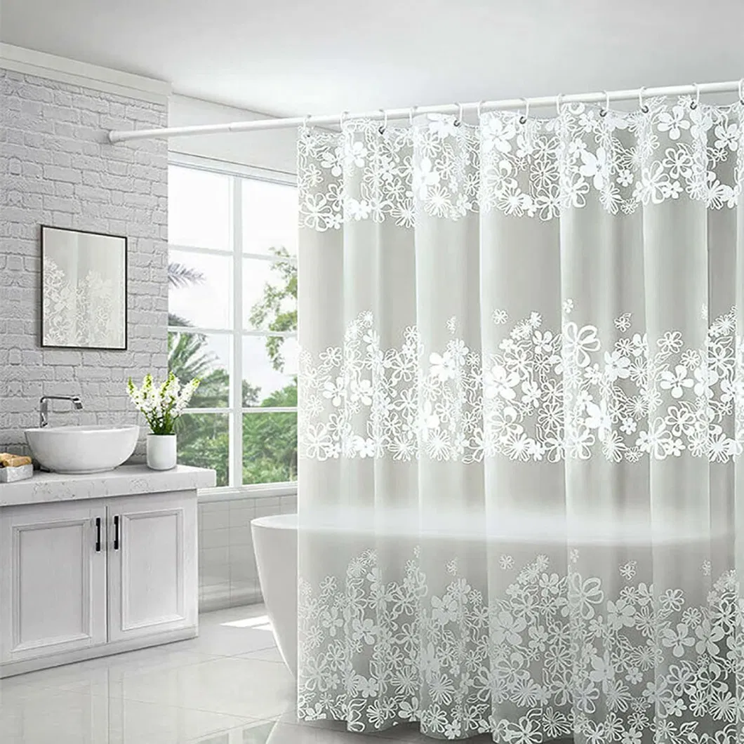 3D PEVA Shower Curtain, 180X200cm Premium Light Weight Clear Plastic Bathroom Shower Curtain