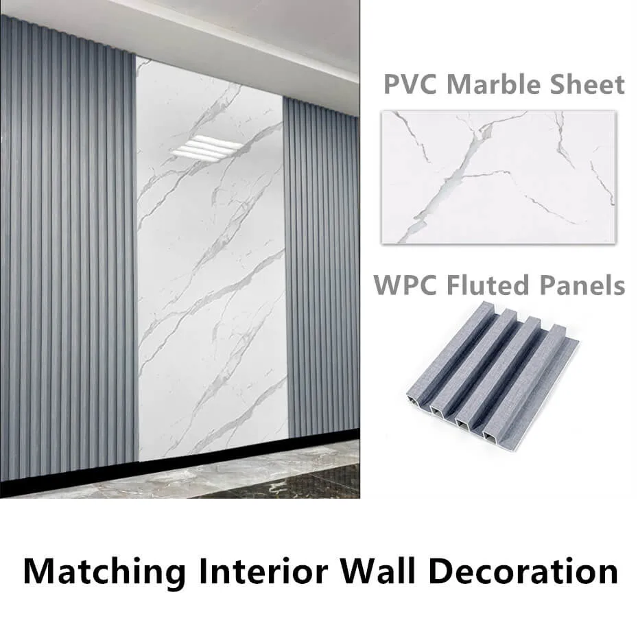 1.22X2.44m Thickness 3mm Interior Decoration Wall Panel 3D Waterproof High Glossy UV Coating PVC Marble Sheet for United Arab Emirates Oman Saudi Arabia