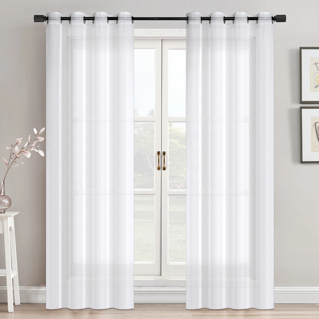 Wholesale White Sheer Tulle Curtain Ready Made Voile Window Curtain for Living Room