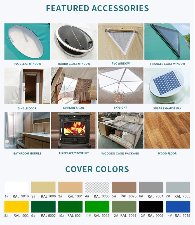 Factory Price Glavanized Steel Structure PVC Cover Luxury Glamping Tent for Sale