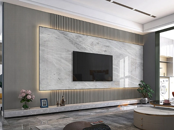 1.22X2.44m Thickness 3mm Interior Decoration Wall Panel 3D Waterproof High Glossy UV Coating PVC Marble Sheet for United Arab Emirates Oman Saudi Arabia