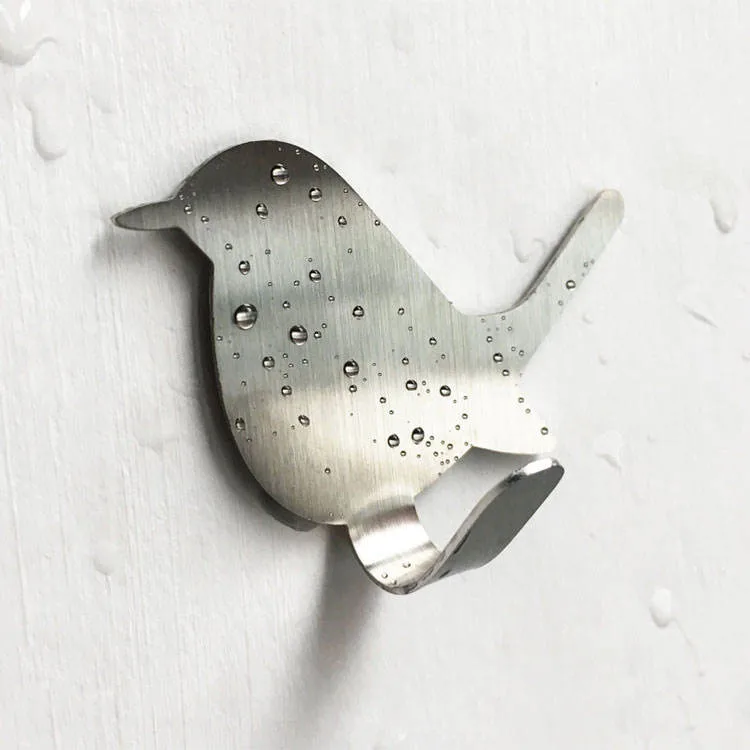 Cute Bird Towel Hook Stainless Steel Bathroom Clothes Coat Hook Wall Mounted