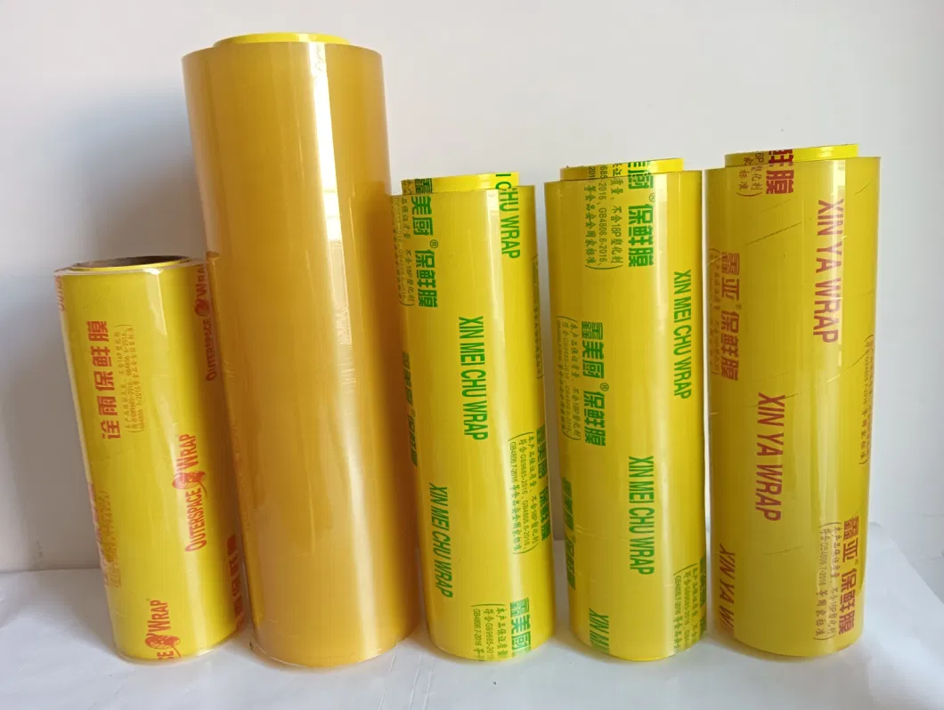 Food Grade Jumbo Roll Form Printed Moisture Proof Customized Soft Factory PVC Cling Film