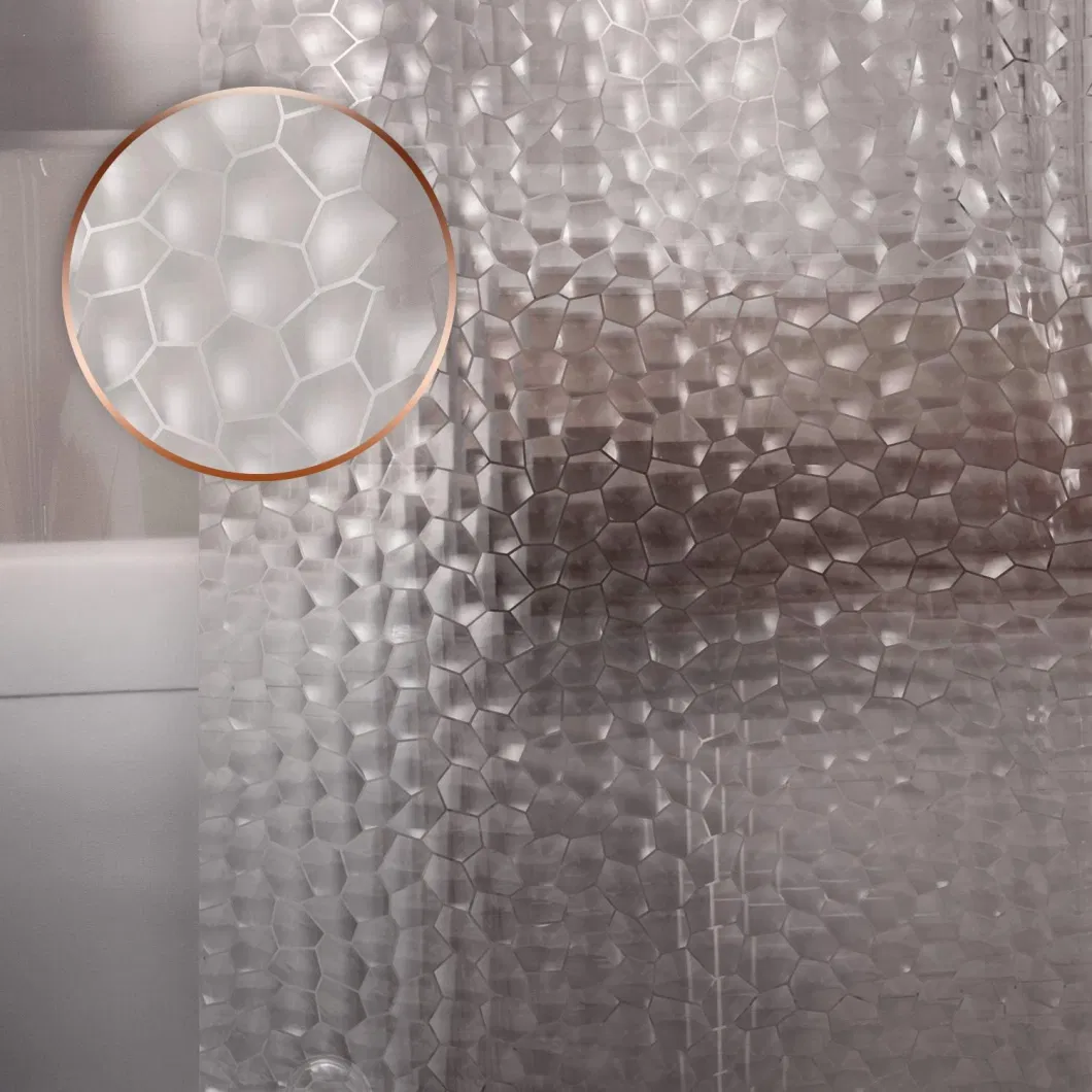 3D PEVA Shower Curtain, 180X200cm Premium Light Weight Clear Plastic Bathroom Shower Curtain