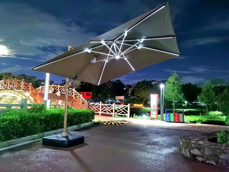 3 M Large UV Resistant Garden Balcony Parasol Outdoor Patio Roman Umbrellas with LED Light