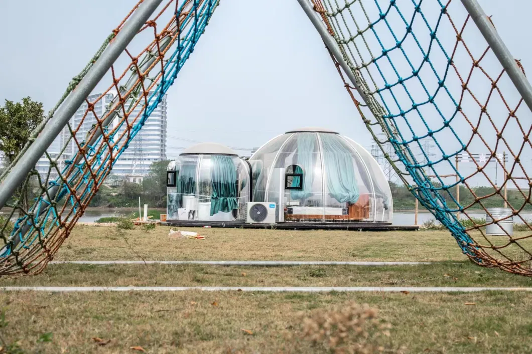 Indoor Area 23.74 Square Meters PVC PC Hotel Transparent Glamping Geodesic Dome Bubble Tent for Outdoor Dining