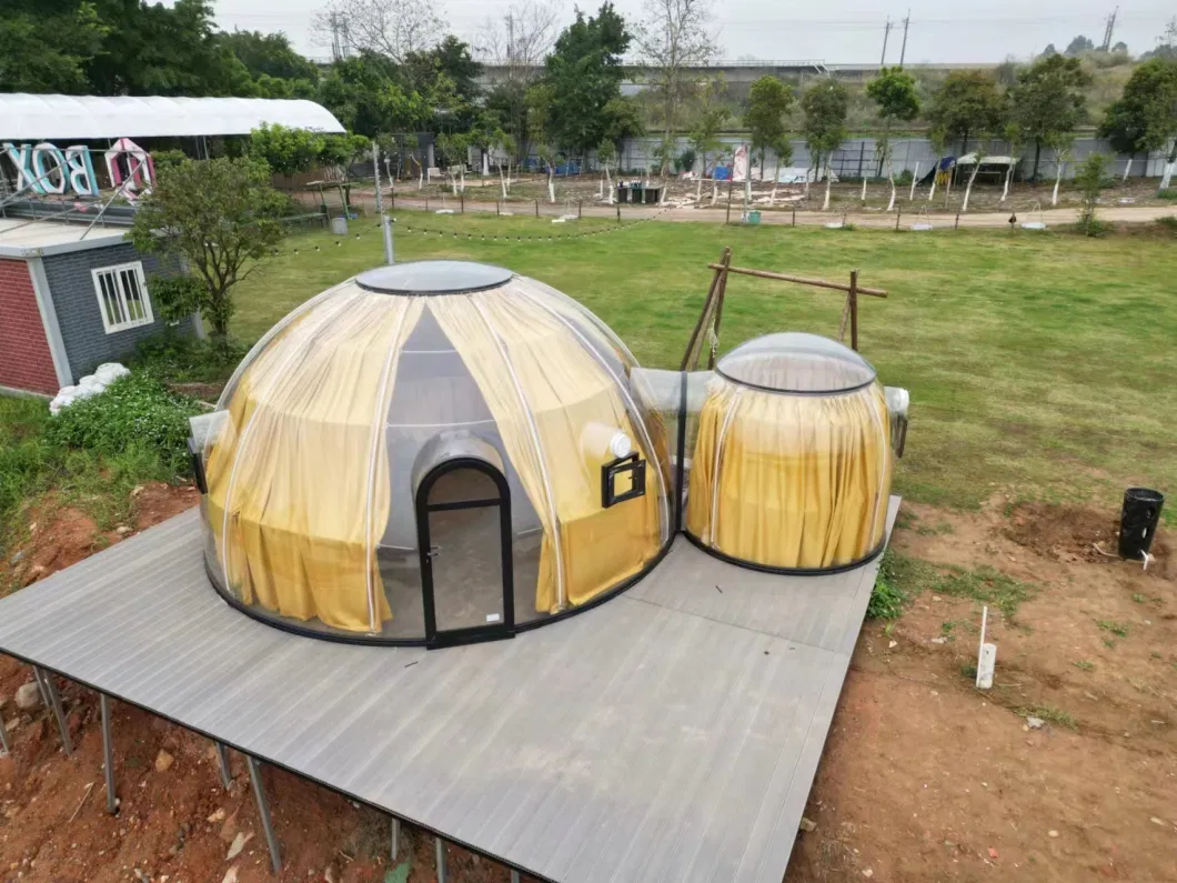 Indoor Area 23.74 Square Meters PVC PC Hotel Transparent Glamping Geodesic Dome Bubble Tent for Outdoor Dining