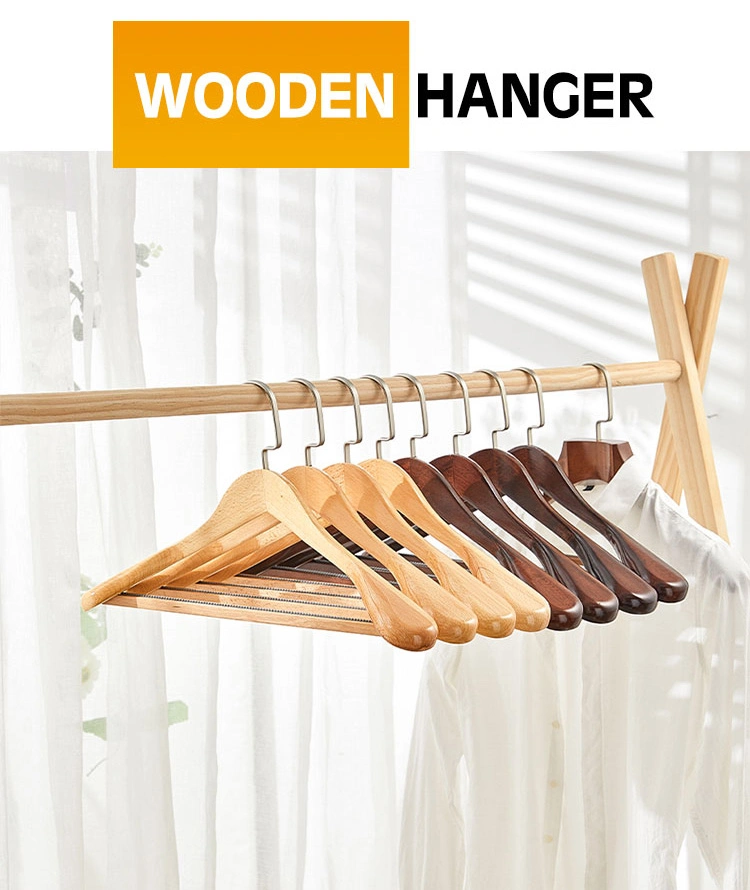 Wholesale Suit Clothes Store Black Multi Color Inspring Wooden Hanger High Grade Wide Shoulder Hotel Cedar Wood Hanger