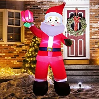 2023 Christmas Polar Bear Inflatable Decoration, Polar Bear with Penguin Inflatable with Build-in LEDs Blow up Inflatables for Christmas Party Outdoor, Yard, G