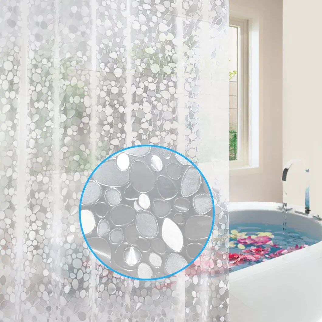 3D PEVA Shower Curtain, 180X200cm Premium Light Weight Clear Plastic Bathroom Shower Curtain