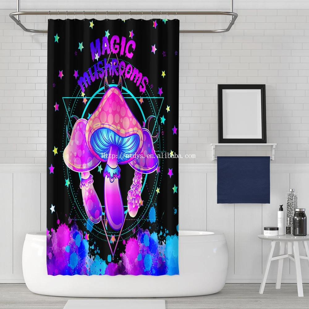 Mushroom 3D Printed Shower Curtain Modern Customized Plastic Shower Curtain