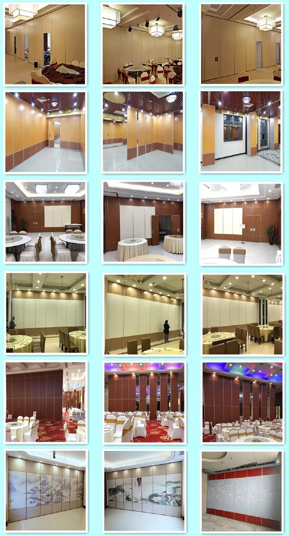 Aluminium Frame MDF Fabric Sliding Folding Wooden Walls Banquet Hall Soundproof Movable Partition for Restaurants