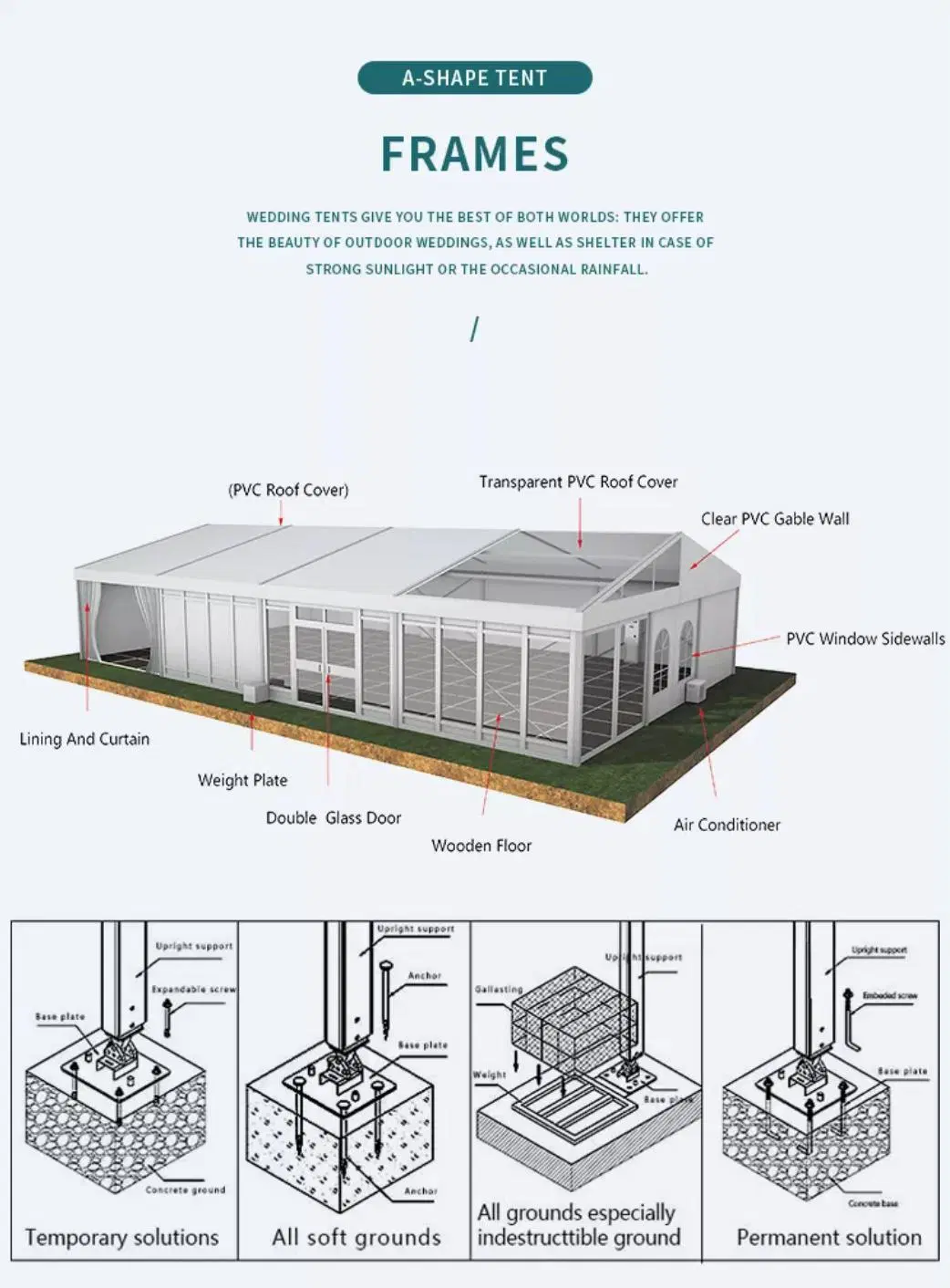 Outdoor Marquee PVC Wedding Glass Wall Transparent Party Tents and Event Tent for Sales