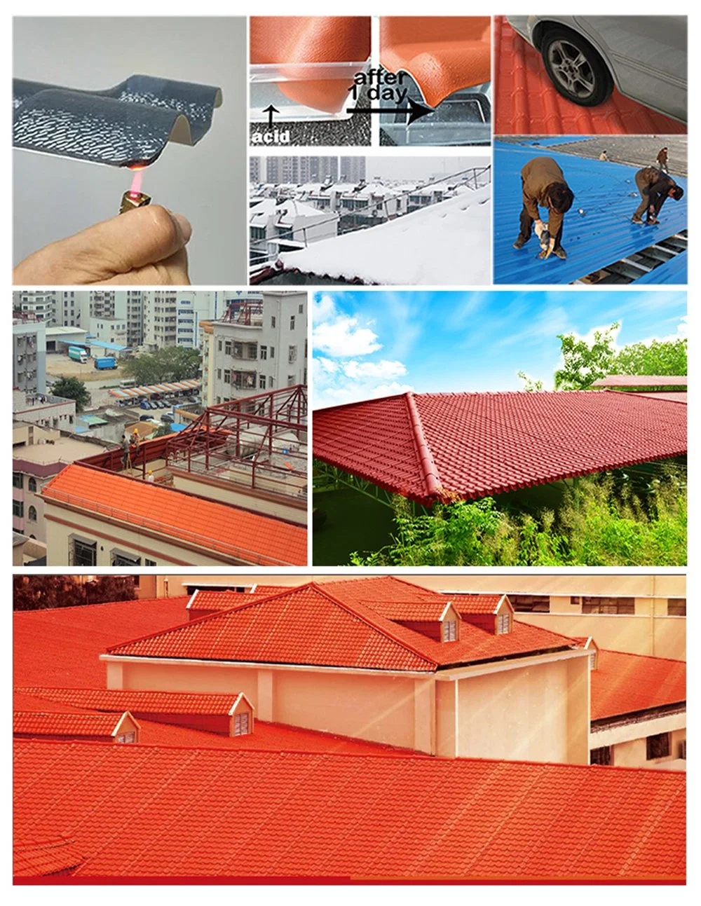 Lamina Teja Colonial Thermoplastic Anti-Impact PVC Corrugated Roofing Tiles 4 Layer ASA PVC Synthetic Resin Spanish Roof Sheet