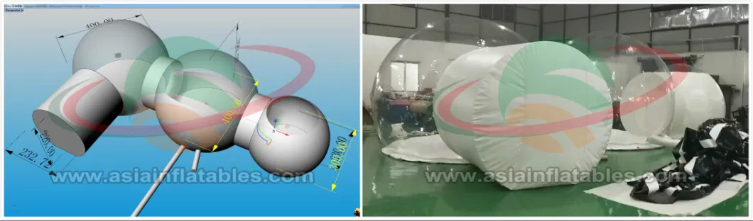 Transparent Three Rooms Inflatable Bubble Tent Hotel with Metal Frame