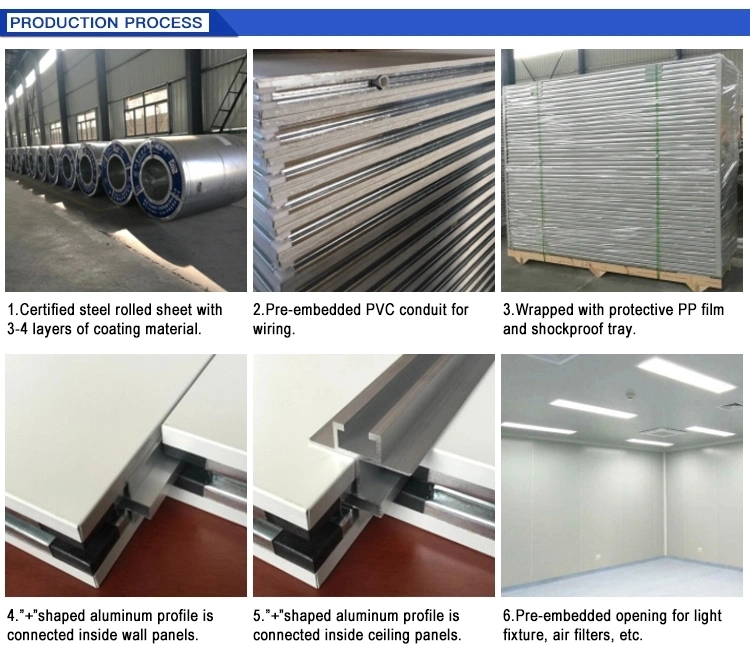 Marya Glass/Soft PVC/Rock Wool Sandwich Panel Wall Panel for Pharmaceutical Cleanroom Factory