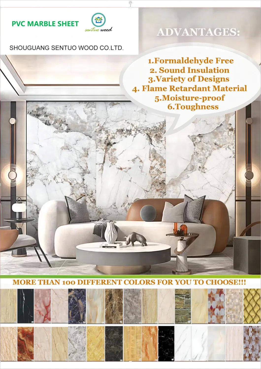 Easy Cut Soft PVC Material UV Marble Sheet Wall Panel