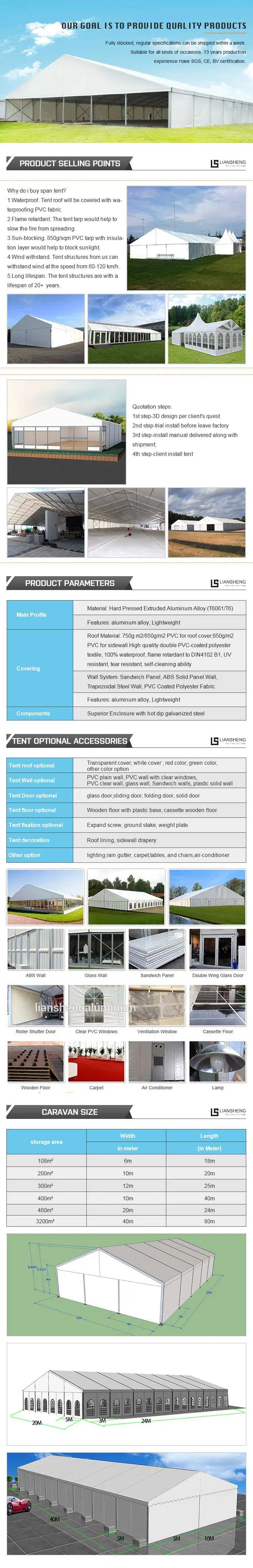 Luxury Big Outdoor Wedding Large Event Party Exhibitions Restaurant Tent for Sale