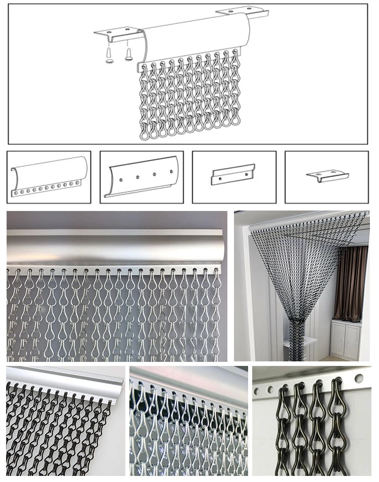 Decorative Aluminium Chain Strip Metal Link Door Blinds Chain Link Metal Curtain