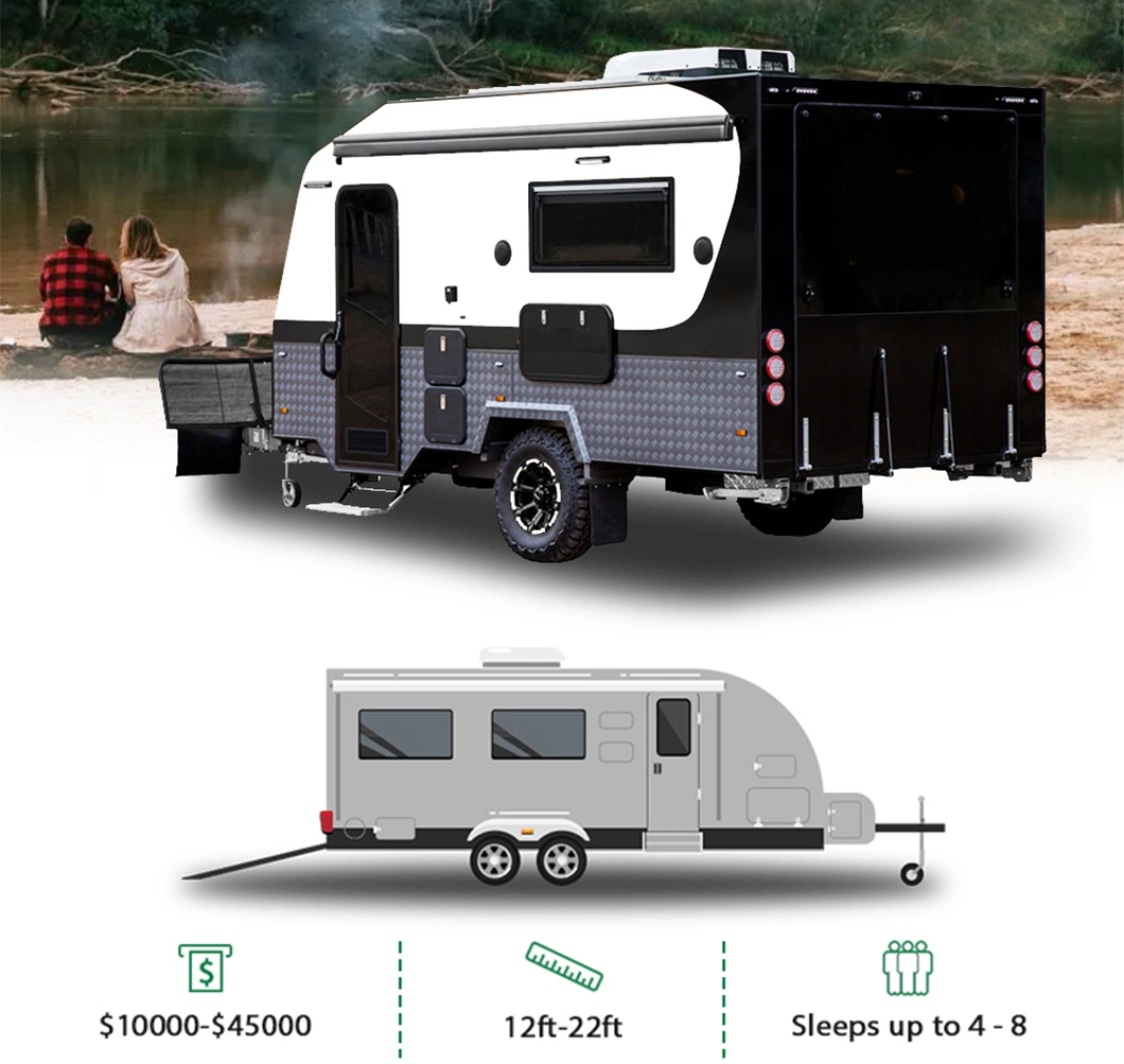 14-19FT Customizable Small Travel Traction Camping Toy Hauler with Awning and Tent