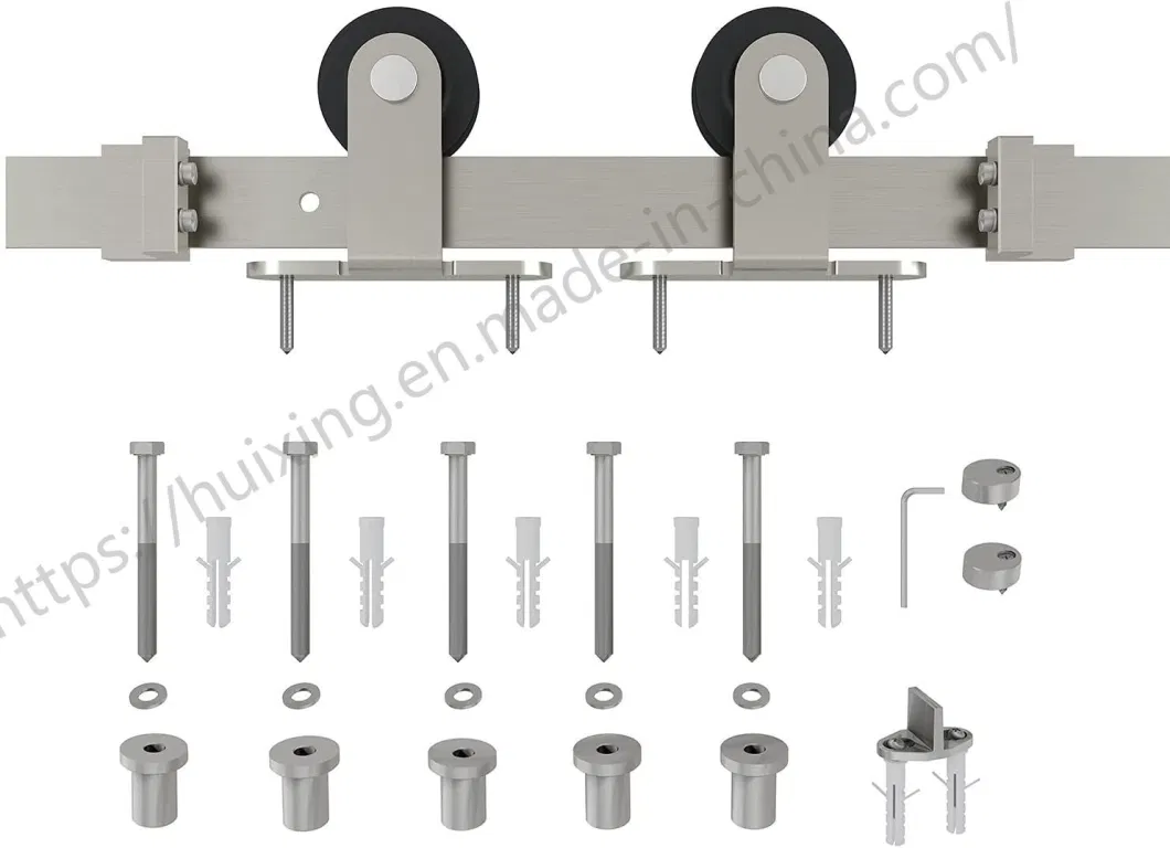 Huixing Hot Sale 304 Stainless Steel Sliding Barn Door Hardware Kit Track Kit Sliding Barn Door Hardware