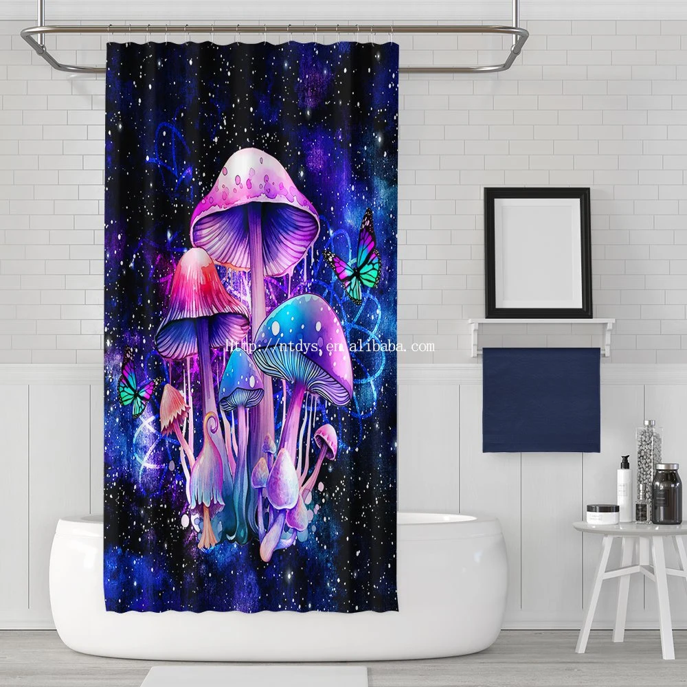 Mushroom 3D Printed Shower Curtain Modern Customized Plastic Shower Curtain