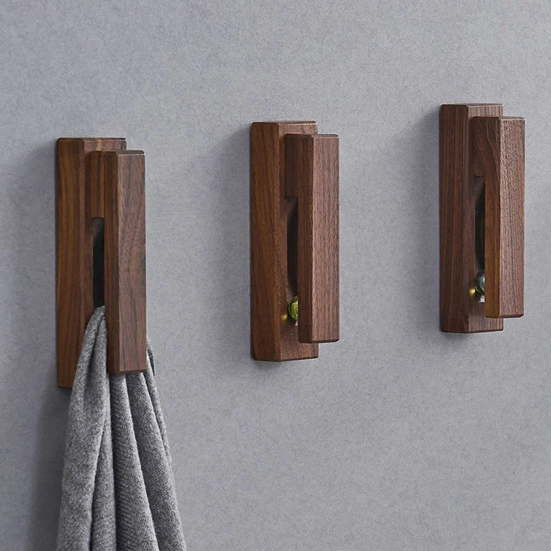 Solid Wood Beech and Black Walnut Coat Hooks Stick Wall Hangers